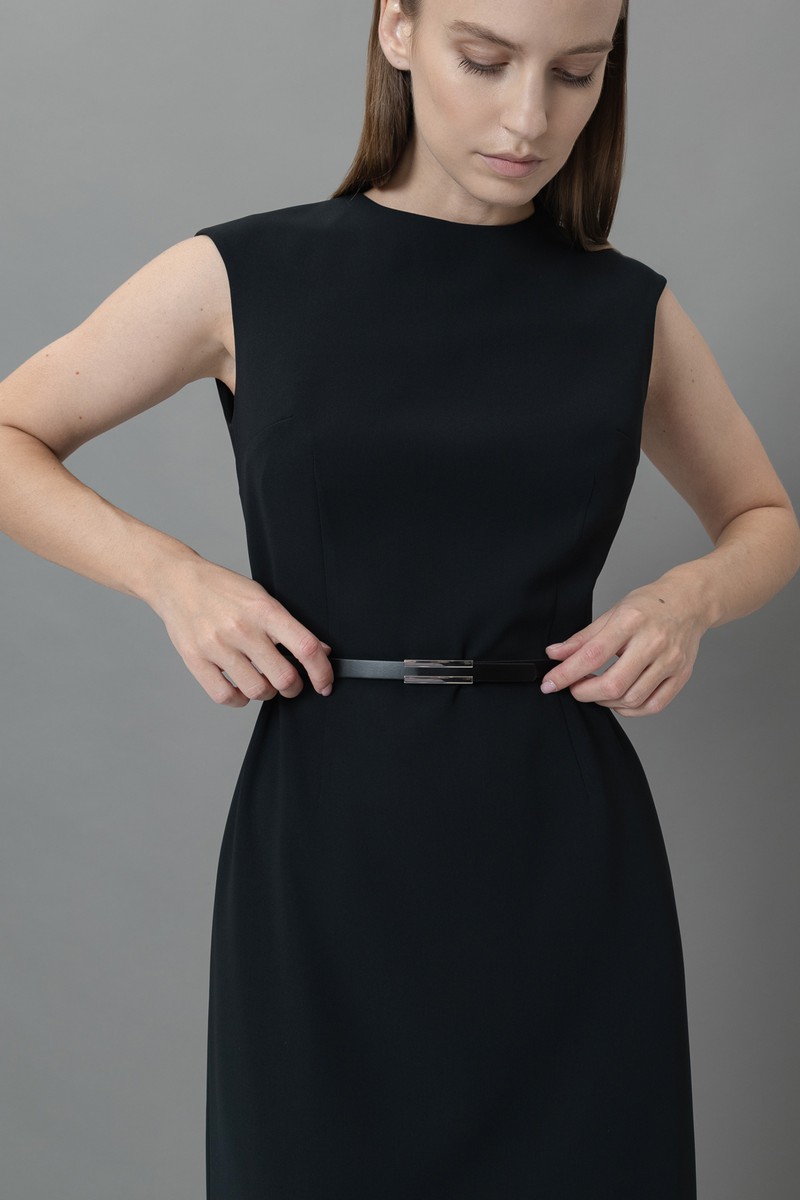 Кожаный ремень с металлической пряжкой , пол женский, цвет черный