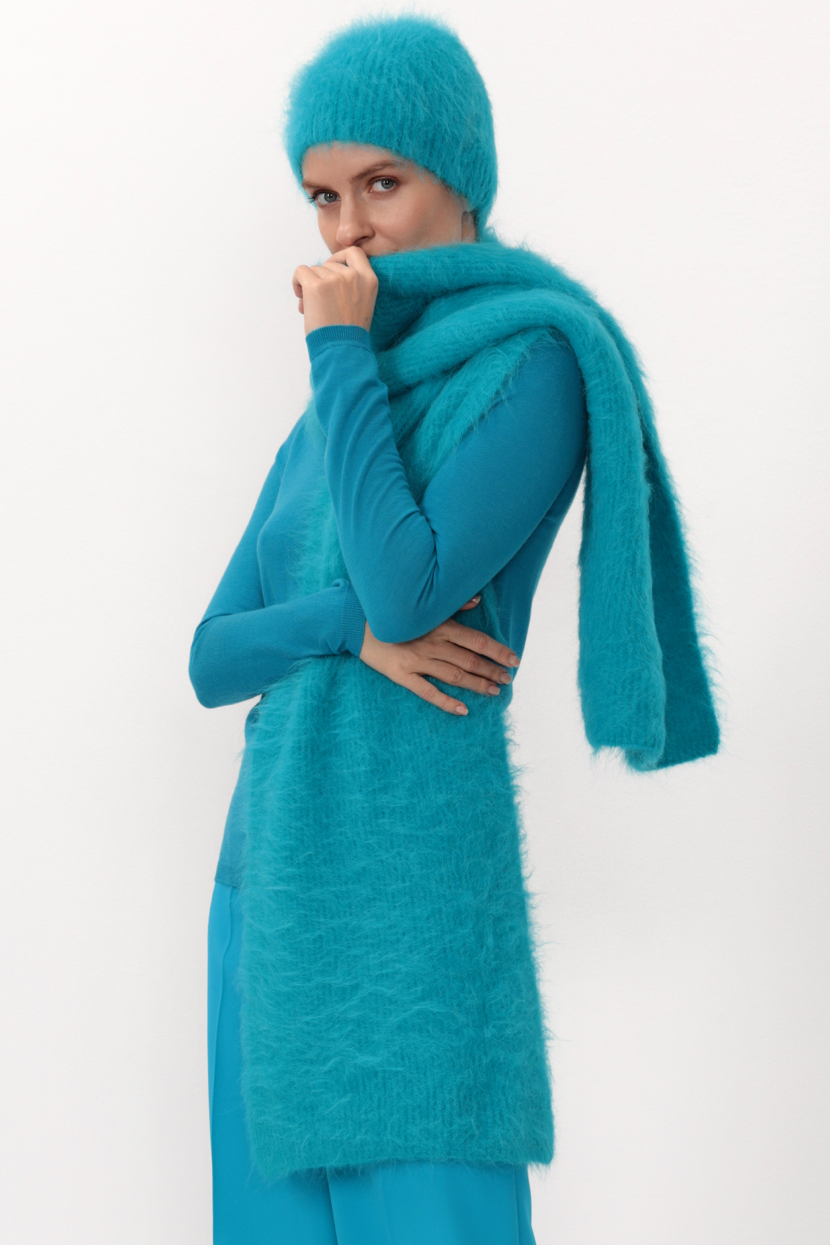 Шарф VASSA CODE, пол женский, цвет голубой