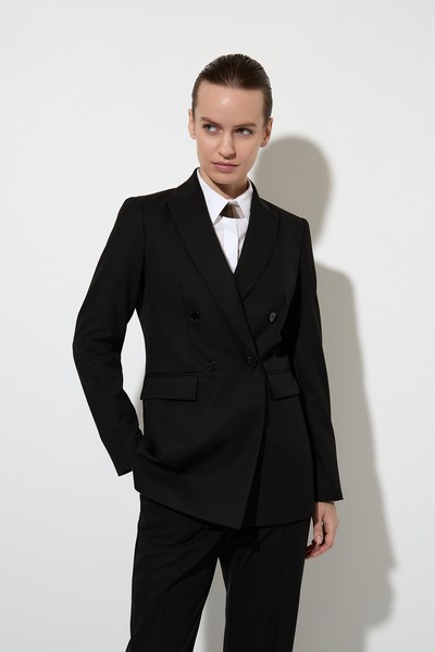 Двубортный базовый жакет VASSA&Co, пол женский, цвет черный