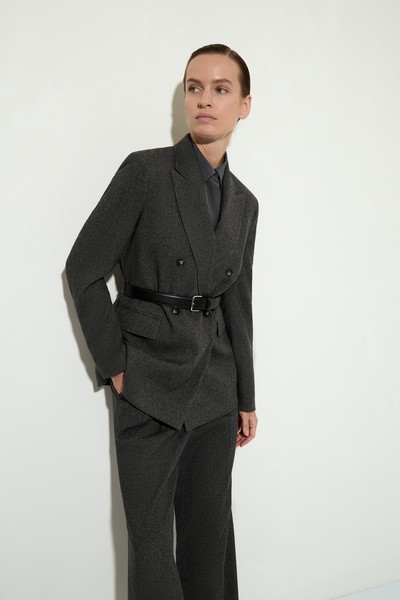 Двубортный жакет из шерсти и вискозы VASSA&Co, пол женский, цвет серый