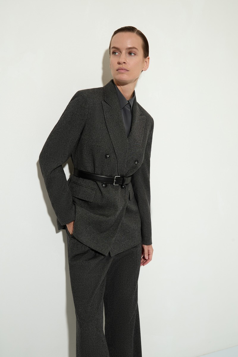 Двубортный жакет из шерсти и вискозы VASSA&Co, пол женский, цвет серый