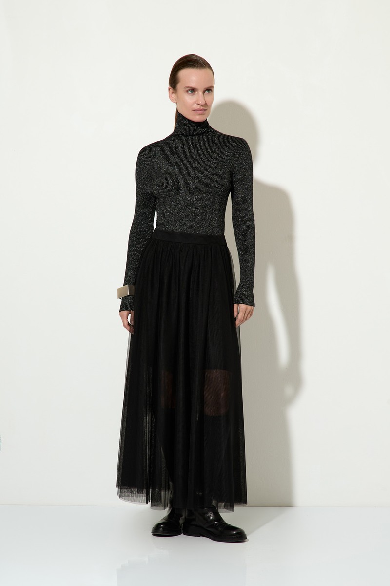 Водолазка с люрексом VASSA&Co, пол женский, цвет черный