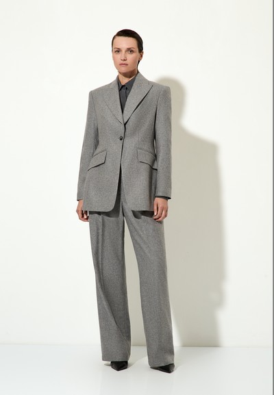 Однобортный жакет из полушерстяной ткани VASSA&Co, пол женский, цвет серый