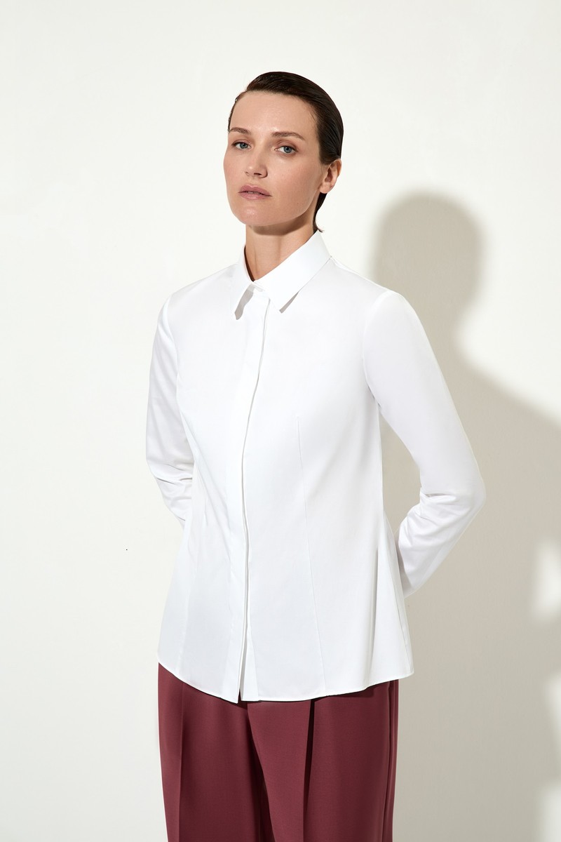 Блузка хлопковая VASSA&Co, пол женский, цвет белый