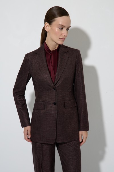 Жакет приталенный в клетку VASSA&Co, пол женский, цвет бордовый