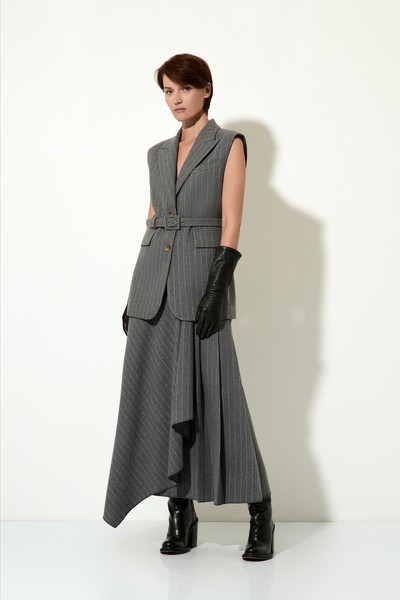 Юбка длинная в полоску VASSA CODE, пол женский, цвет серый