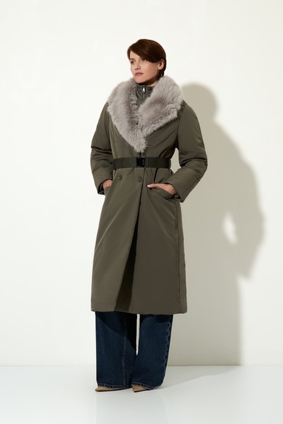 Утепленное пальто VASSA CODE, пол женский, цвет серый
