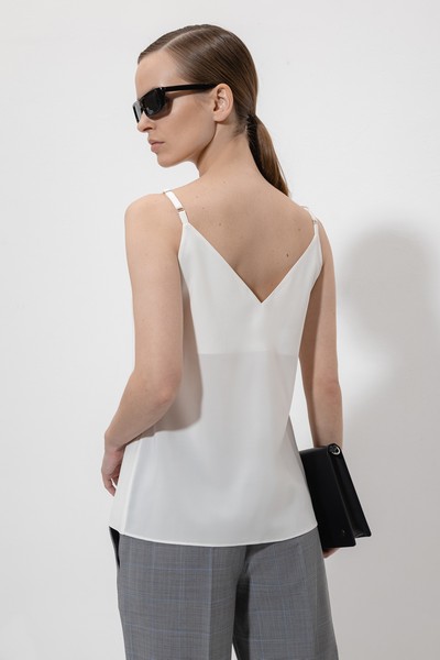 Топ в бельевом стиле VASSA&Co, пол женский, цвет белый, фото №4