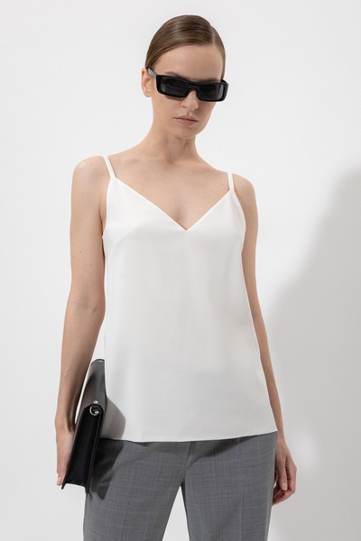 Топ в бельевом стиле VASSA&Co, пол женский, цвет белый, фото №5