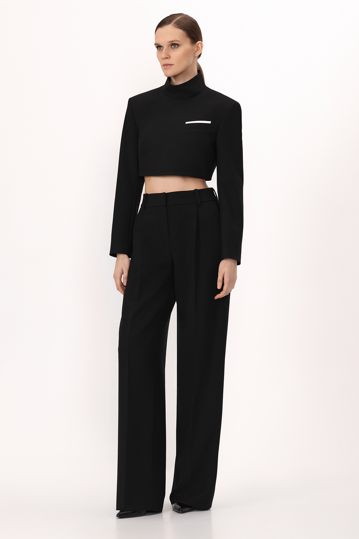 Кроп-жакет VASSA&Co, пол женский, цвет черный, фото №7