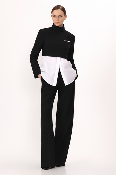 Кроп-жакет VASSA&Co, пол женский, цвет черный, фото №4