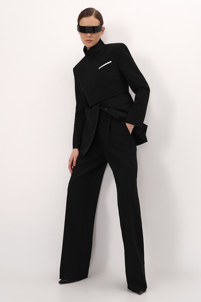 Кроп-жакет VASSA&Co, пол женский, цвет черный, фото №6