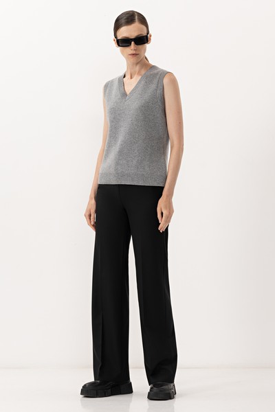 Жилет из шерсти и кашемира VASSA&Co, пол женский, цвет серый, фото №3