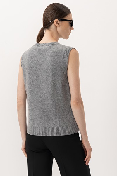 Жилет из шерсти и кашемира VASSA&Co, пол женский, цвет серый, фото №5