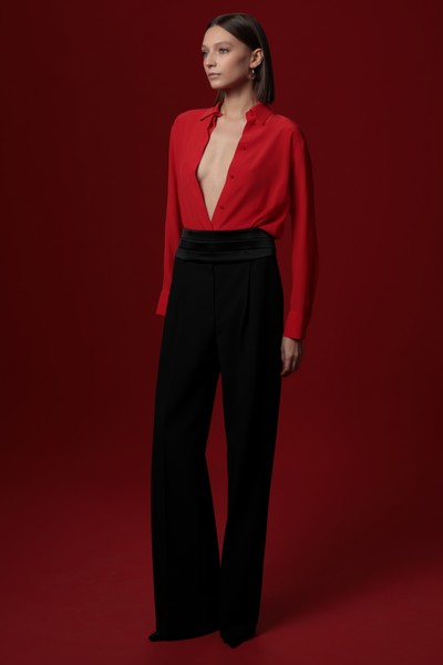 Блузка из шелка VASSA&Co, пол женский, цвет красный, фото №6