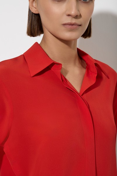 Блузка из шелка VASSA&Co, пол женский, цвет красный, фото №4