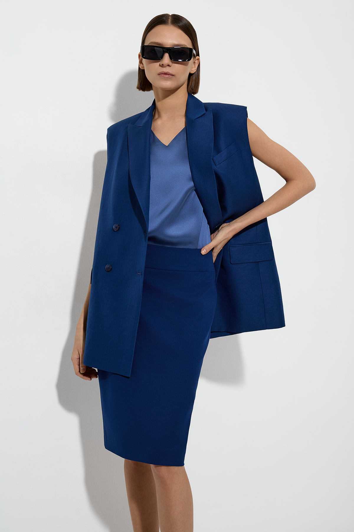 Блузка VASSA&Co, пол женский, цвет синий, фото №2