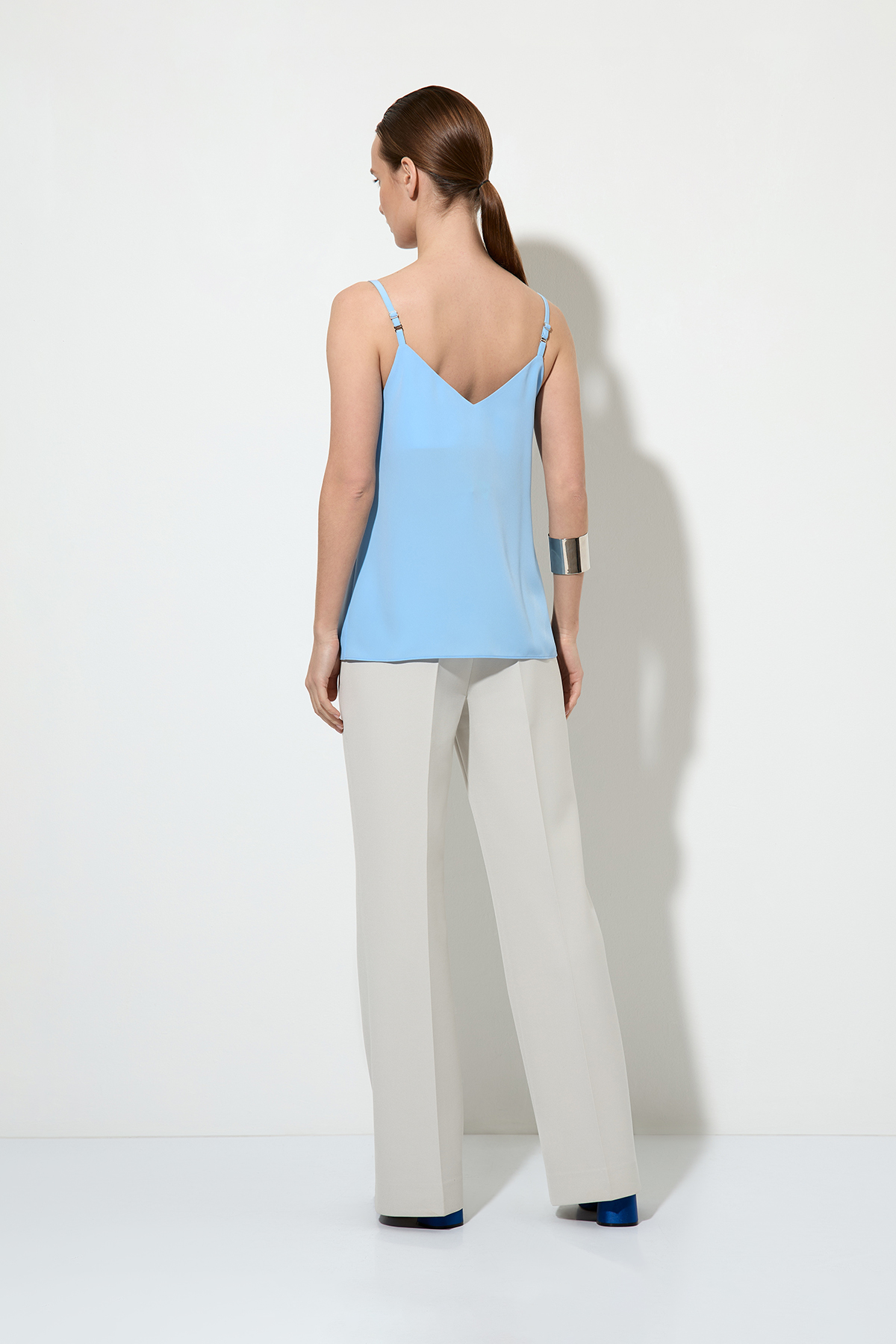 Топ в бельевом стиле VASSA&Co, пол женский, цвет голубой, фото №3