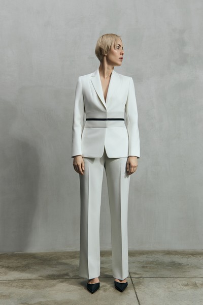 Жакет с контрастным поясом VASSA&Co, пол женский, цвет белый, фото №3