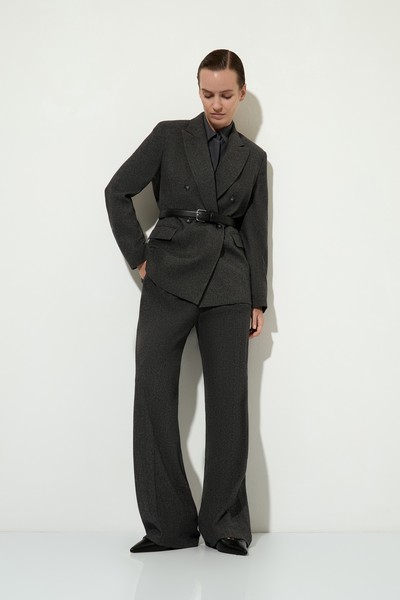 Двубортный жакет из шерсти и вискозы VASSA&Co, пол женский, цвет серый, фото №8