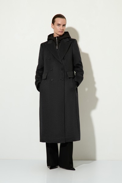 Пальто из шерсти и кашемира со съемной деталью VASSA&Co, пол женский, цвет серый, фото №2