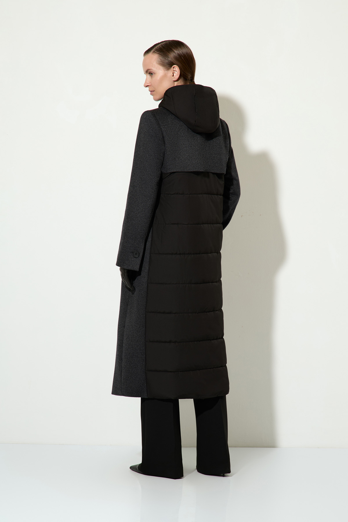 Пальто из шерсти и кашемира со съемной деталью VASSA&Co, пол женский, цвет серый, фото №5