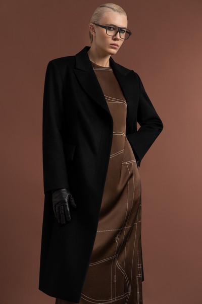 Приталенное пальто из шерсти и кашемира VASSA&Co, пол женский, цвет черный, фото №8