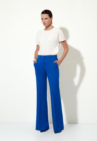 Брюки из шерсти VASSA&Co, пол женский, цвет синий, фото №2