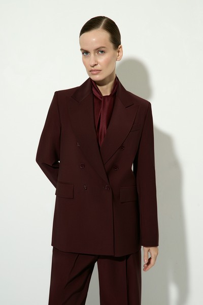 Жакет двубортный VASSA&Co, пол женский, цвет бордовый, фото №3