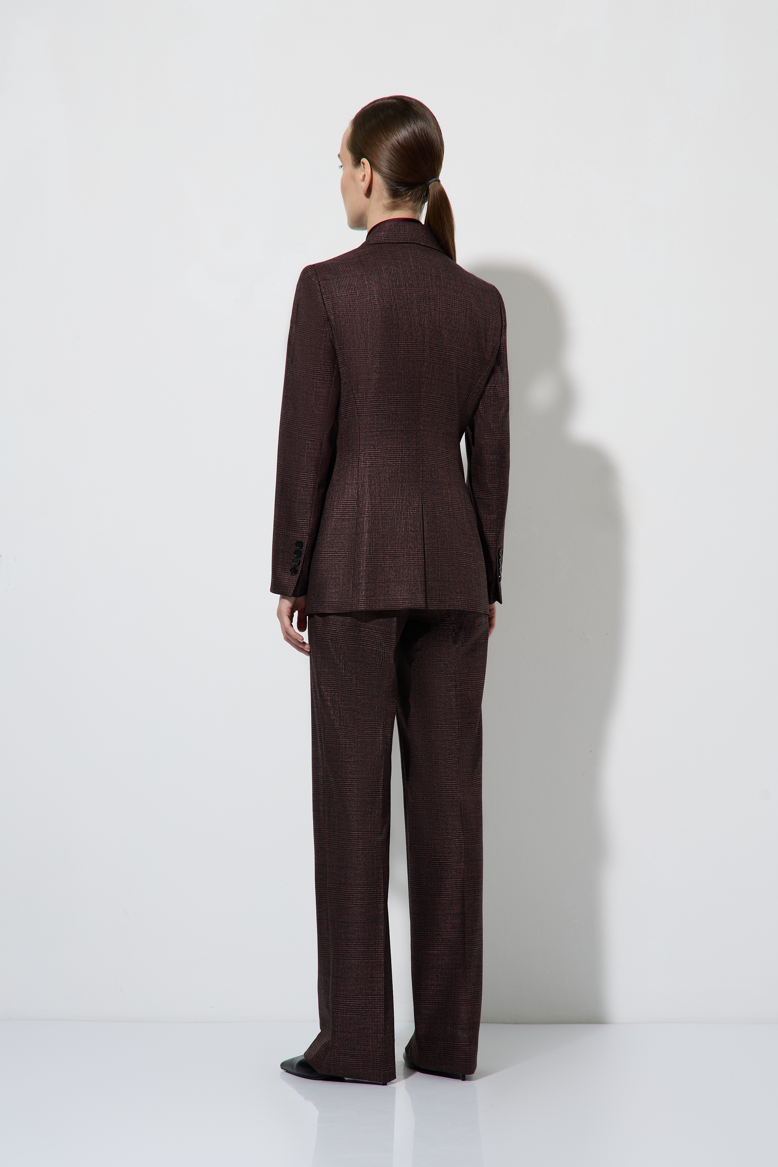 Жакет приталенный в клетку VASSA&Co, пол женский, цвет бордовый, фото №3