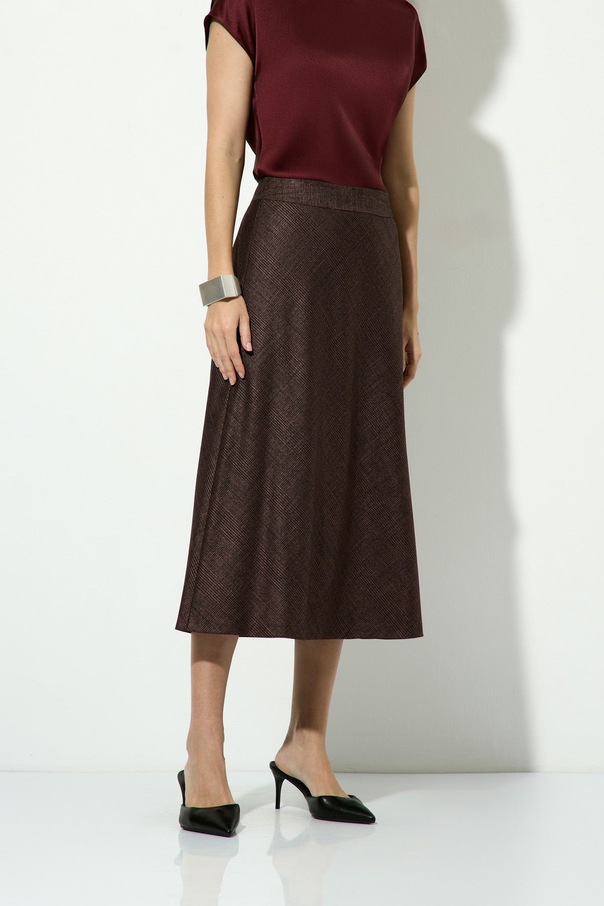 Юбка-миди в клетку VASSA&Co, пол женский, цвет бордовый, фото №2