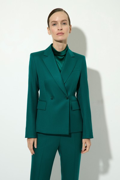 Жакет двубортный приталенный VASSA&Co, пол женский, цвет зеленый, фото №2