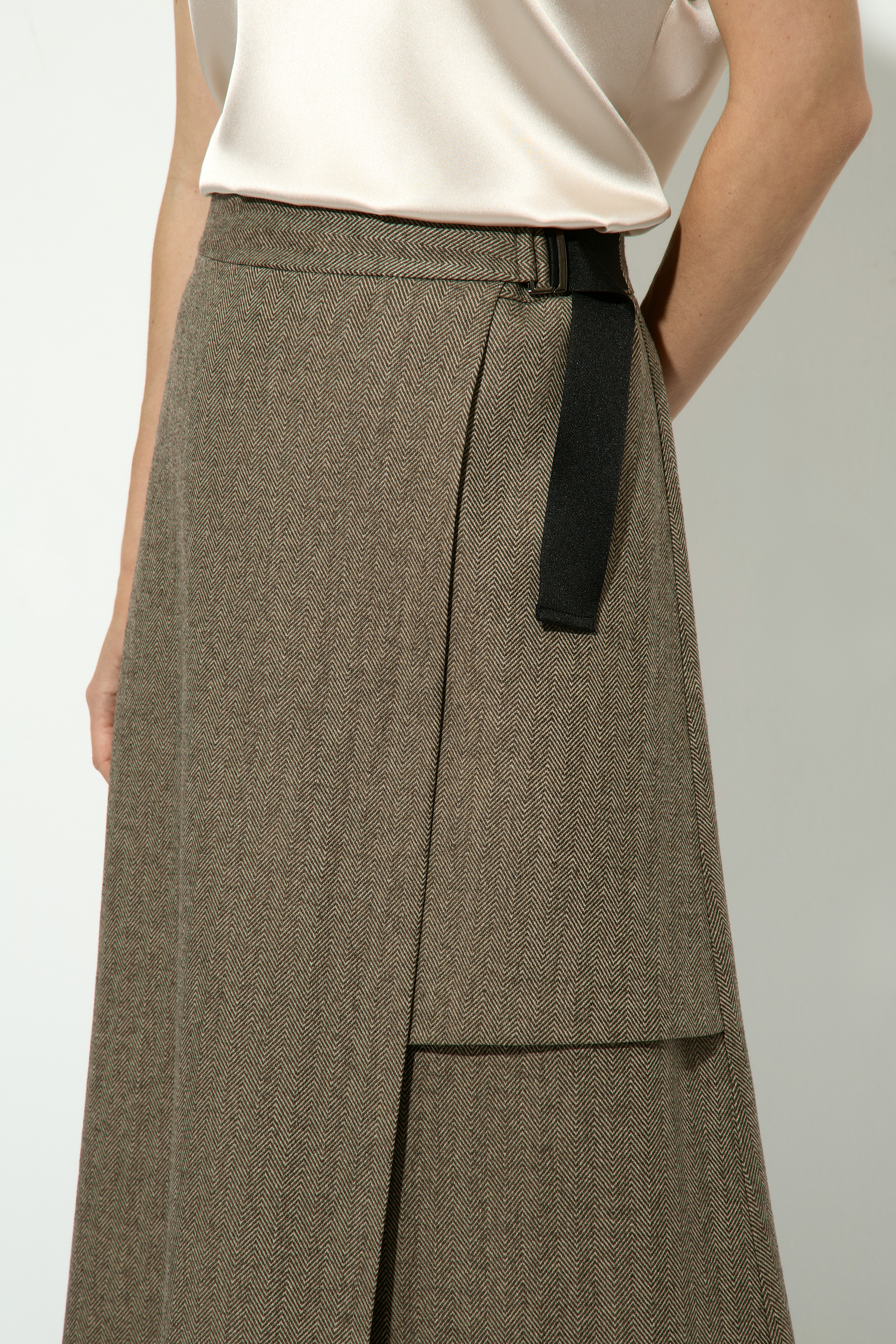 Юбка с асимметричной деталью VASSA&Co, пол женский, цвет коричневый, фото №5