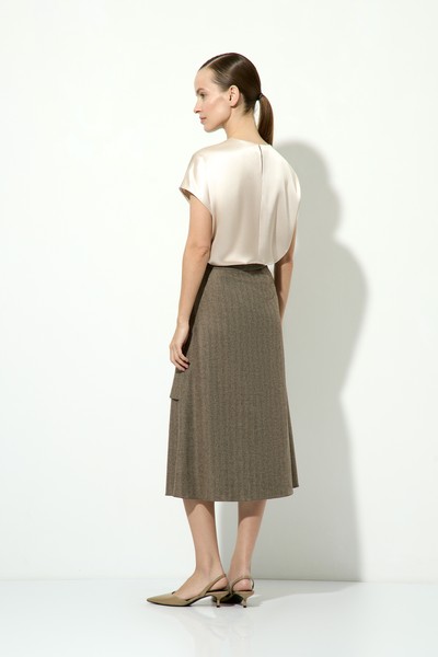 Юбка с асимметричной деталью VASSA&Co, пол женский, цвет коричневый, фото №4