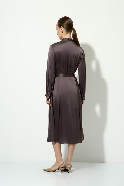 Атласное платье из вискозы VASSA&Co, пол женский, цвет коричневый, фото №3