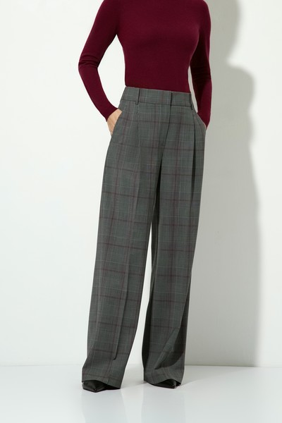 Брюки широкие в клетку VASSA CODE, VASSA&Co, пол женский, цвет серый, фото №4