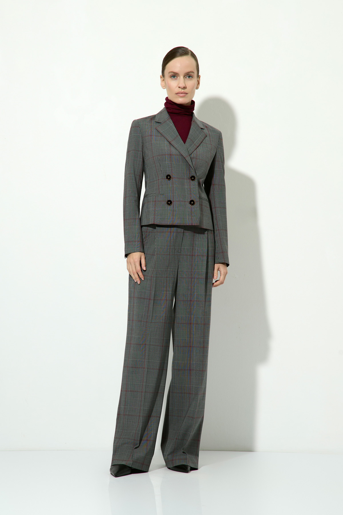 Брюки широкие в клетку VASSA CODE, VASSA&Co, пол женский, цвет серый, фото №6