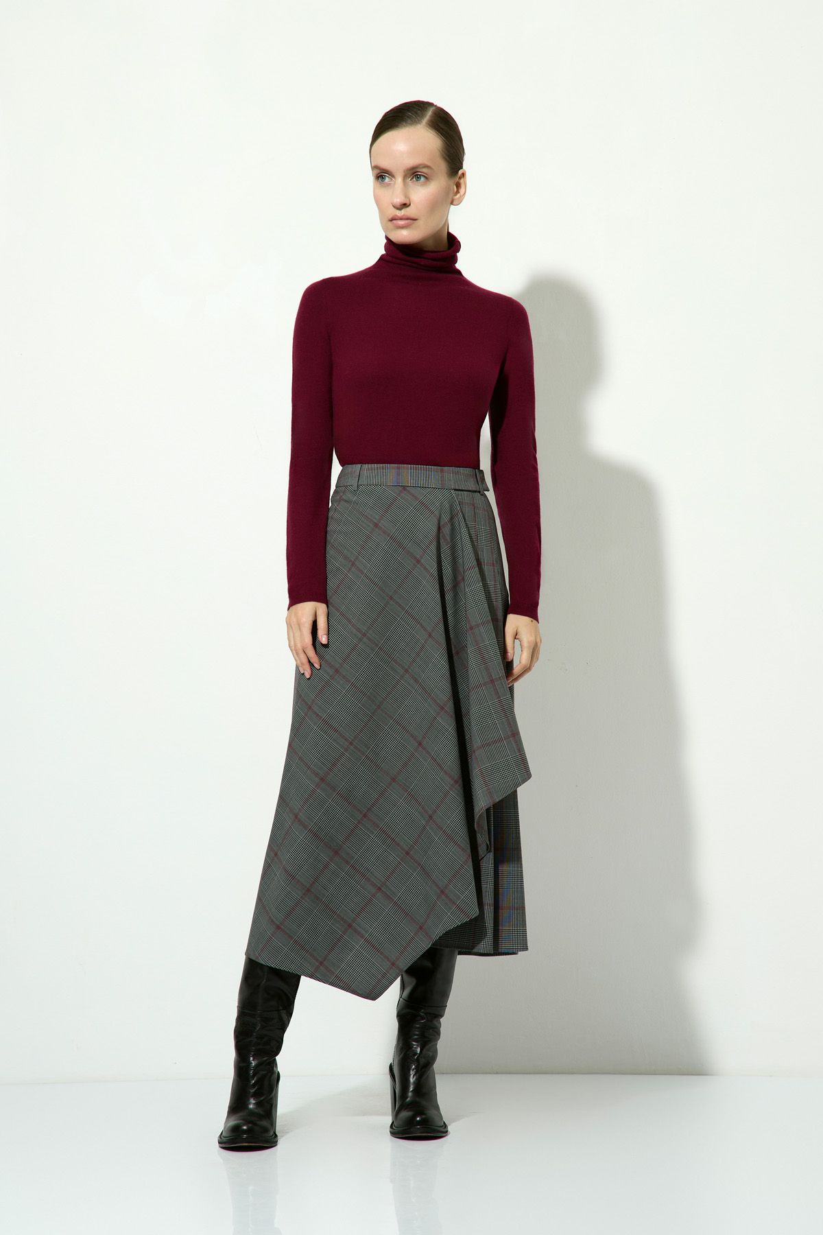 Юбка в клетку VASSA CODE, пол женский, цвет серый, фото №2