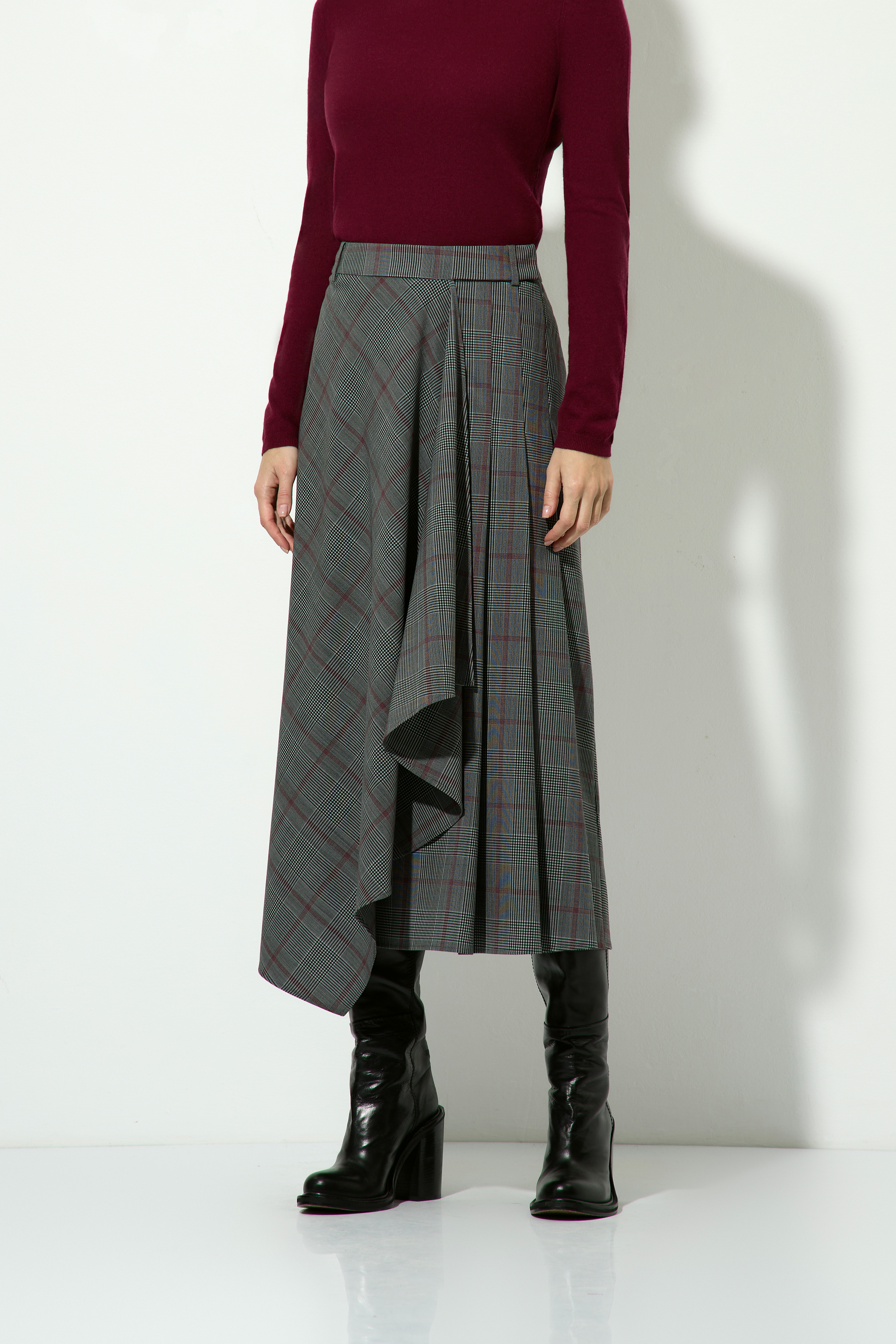 Юбка в клетку VASSA CODE, пол женский, цвет серый, фото №3