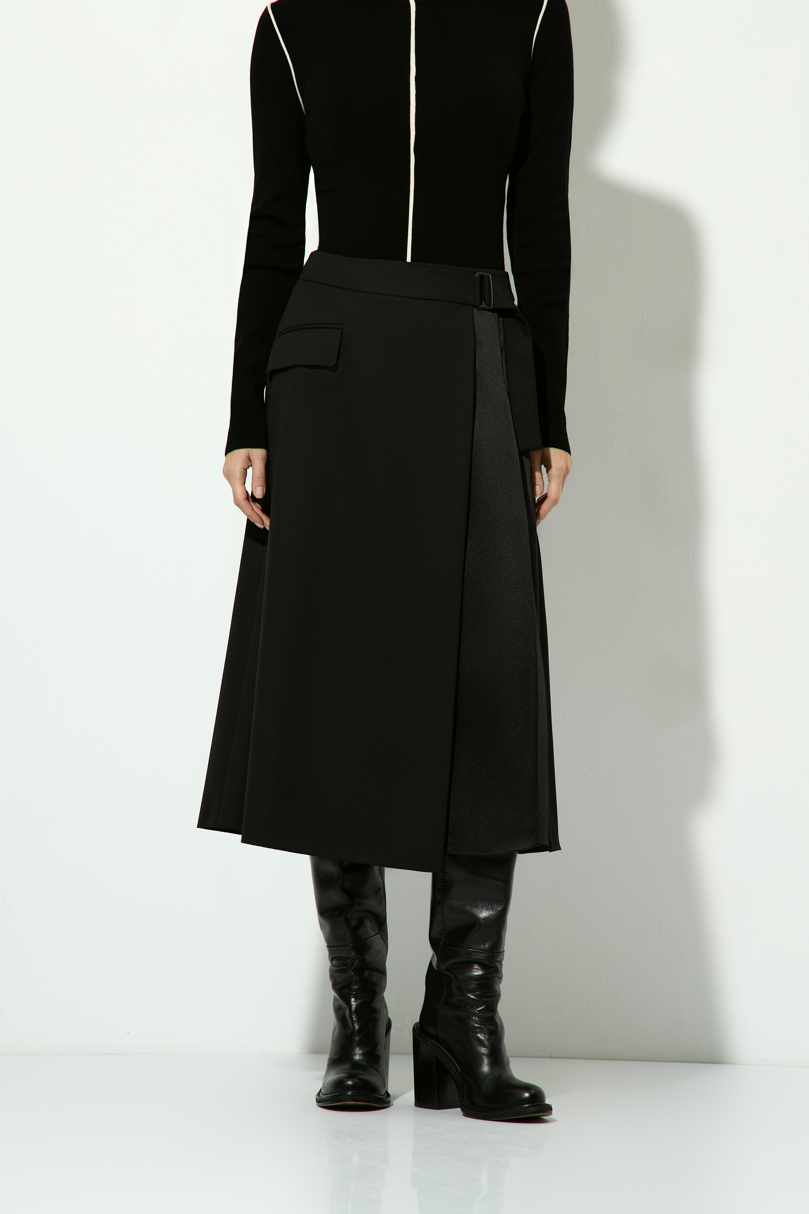 Юбка с атласной деталью VASSA&Co, пол женский, цвет черный, фото №2