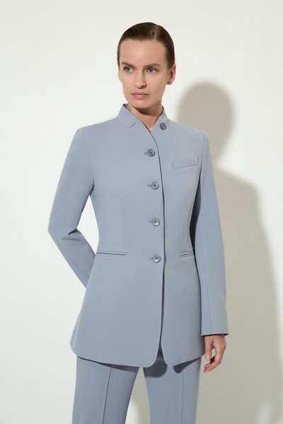 Однобортный жакет с воротником-стойкой VASSA&Co, пол женский, цвет голубой, фото №6