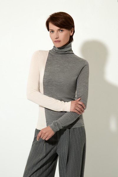 Водолазка из шерсти VASSA CODE, пол женский, цвет серый, фото №2