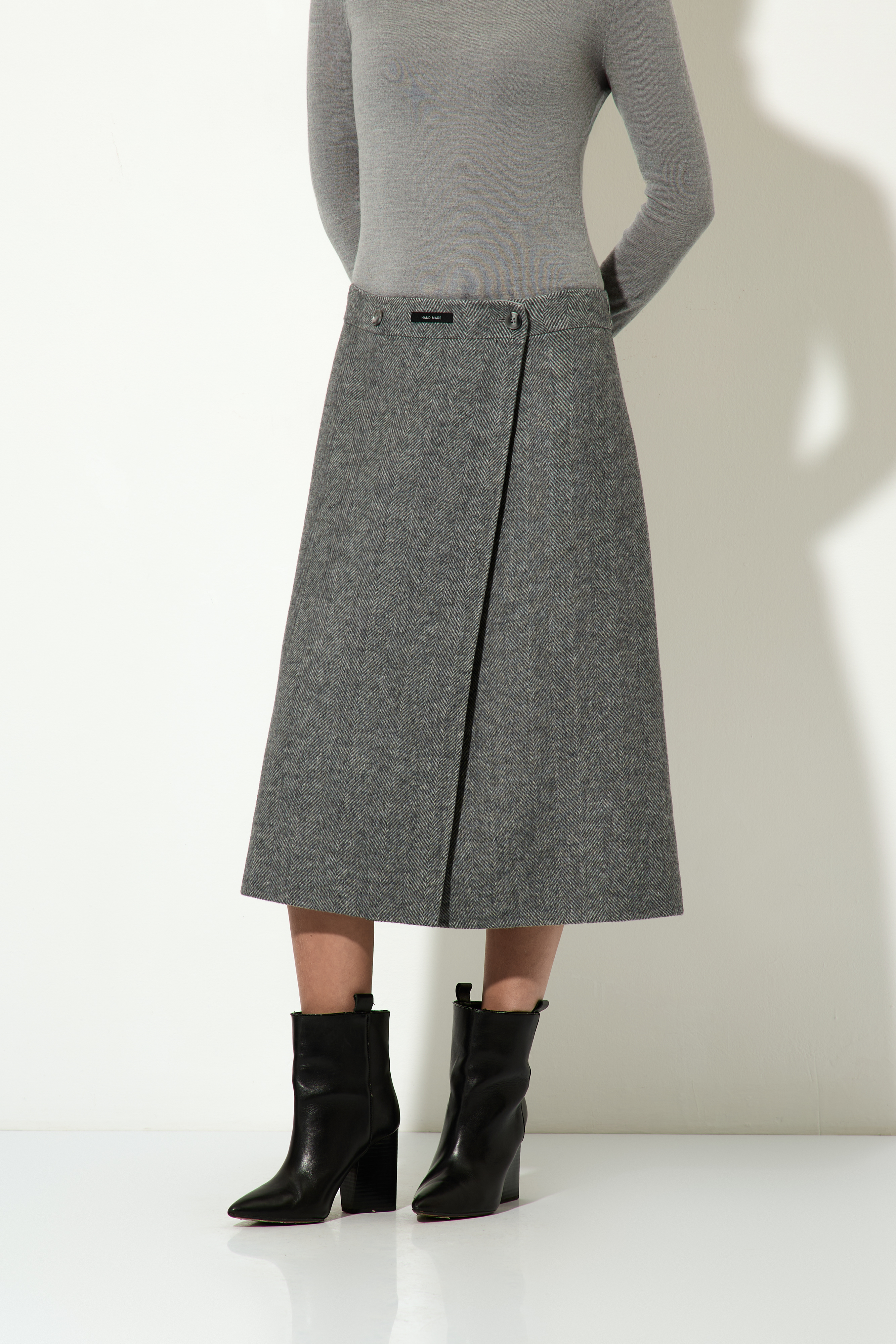 Юбка миди VASSA CODE, пол женский, цвет серый, фото №3