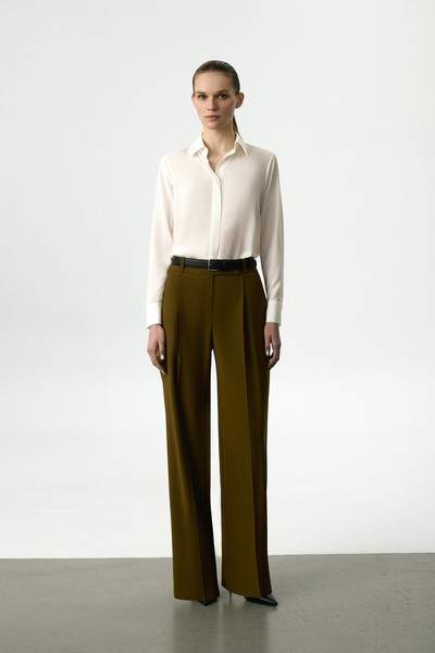 Брюки широкие VASSA&Co, пол женский, цвет зеленый, фото №3