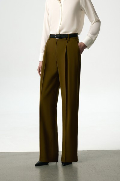 Брюки широкие VASSA&Co, пол женский, цвет зеленый, фото №4