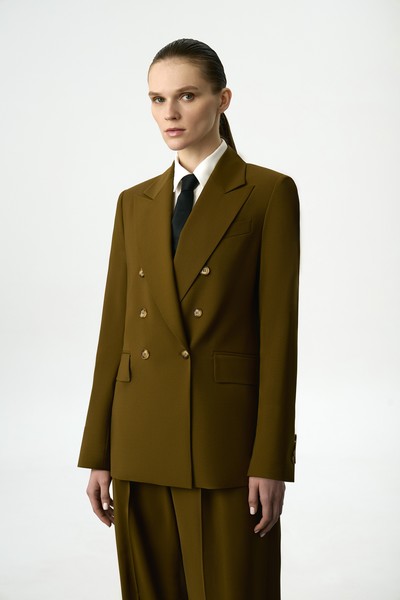 Жакет двубортный VASSA&Co, пол женский, цвет зеленый, фото №4