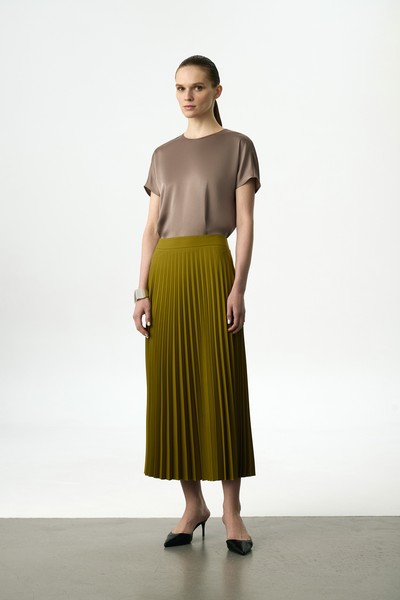 Юбка плиссированная VASSA&Co, пол женский, цвет хаки, фото №3