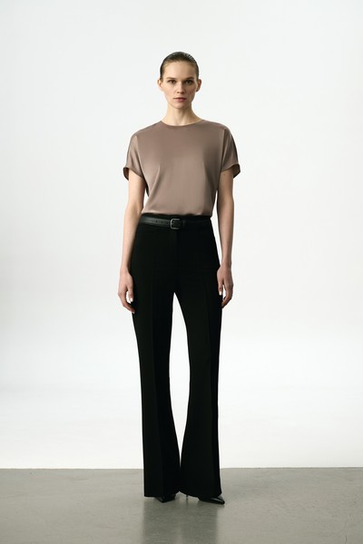 Блузка атласная VASSA&Co, пол женский, цвет коричневый, фото №2