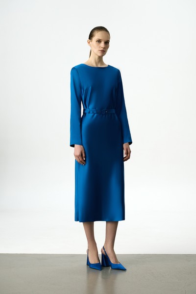 Платье синее VASSA&Co, пол женский, цвет синий, фото №3